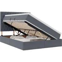 vidaXL Opslag bed met matras Donkergrijs 140 x 190 cm Fluweel