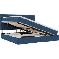 vidaXL Opslag bed met matras met hoofdeinde Blauw 200 x 200 cm Stof