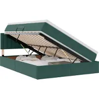 vidaXL LED opbergbed met matras Donkergroen 140 x 200 cm Fluweel