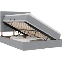 vidaXL LED opbergbed met matras Lichtgrijs 140 x 190 cm Stof