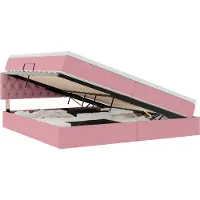 vidaXL LED opbergbed met matras Roze 200 x 200 cm Fluweel