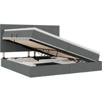 vidaXL LED opbergbed met matras Donkergrijs 200 x 200 cm Stof
