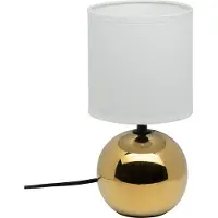 Usorteret Wit met goude Keramische Ball Tafellamp | E14 Nachtlamp | Stoffen Kap | Ø13 x H25 cm | Bureaulamp | Ceramic Ball Lamp