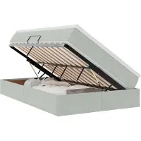 vidaXL - Opbergbed - met - matras - met - opslag - Lichtgrijs - 120 - x - 200 - cm - Fluweel