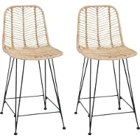 vidaXL Barkruk 2 st Naturel 44,5 x 54,5 x 97,5 cm Riet en Ijzer