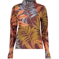 Geisha Top Lurex Print Bordeaux/orange/blue Maat: XL | Longsleeves Outlet | Dames | Oranje