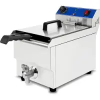 VERTES Friteuse Frituurpan Roestvrij staal 10 l (3000 W, 230 V, koudzoneprincipe, traploos instelbare temperatuur 50-250 °C, aftapkraan, frituurmand, resetknop, gebruik met olie en vloeibaar vet)