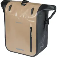 Basil Enkele fietstas Rivo M, gemaakt van zeildoek, MIK-systeem, 12-15 liter, 14 x 25 x 38 cm - Zand/Zwart