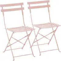 Oviala - Set van 2 opvouwbare stalen stoelen in poederroze - Rome