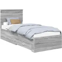 vidaXL Bedframe Grijs Sonoma en Zilver 75 x 190 cm Bewerkt hout