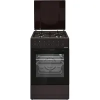 Heinner HFSC-S60LITGC-BRW Gasfornuis – 4 Gasbranders – Elektrische Ontsteking – Elektrische Oven met 6 Functies – Grill & Ventilatie – Bruin – 5 Jaar Garantie
