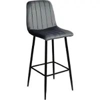 EHokery Grijze Velours Hoker Barkruk - Gestoffeerd, Pittig, Loft Design