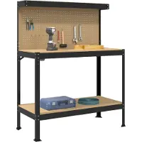 vidaXL Werkbank Zwart 114 x 54 x 145 cm Samengesteld Hout en Metaal