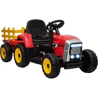 HOMCOM Elektrische Rijauto voor Kinderen in Bouwstijl Kunststof, Metaal 136,5L x 50B x 52,5H cm Rood