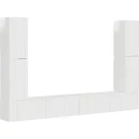 vidaXL Tv-meubelset 8 st Hoogglans wit Bewerkt hout