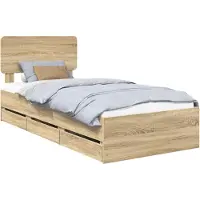 vidaXL Bedframe met lade Sonoma Eik 75 x 190 cm Geconstrueerd hout
