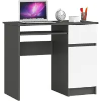 Akord Bureau Rechts PIKSEL / Computerbureau / Computer Tafel / Bureautafel Rechts / Grafietgrijs - Wit / 90 x 77 x 50 cm