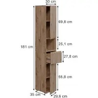 Vicco Takumi Badkamerkast – 30 x 181 cm met 2 deuren Ambachtelijk