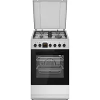 HEISSNER HFSC-S65MIXFD-SL Gasfornuis – 43L – 4 Branders – Elektrische Oven – Elektrische Ontsteking – Digitale Timer – Grill & Ventilatie – Zilver – 5 Jaar Garantie