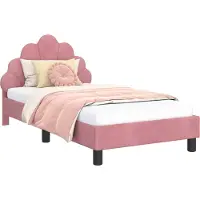 vidaXL Kinderbedframe met hoofdeinde, roze, 80 x 160 cm, fluweel