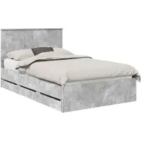 vidaXL Bedframe met lade Beton Grijs 135 x 190 cm Ingenieurshout