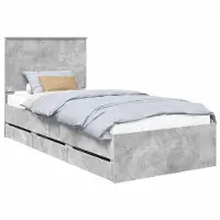 vidaXL Bedframe met lade Beton Grijs 90 x 200 cm Ingenieurshout