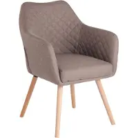 CLP Gent Eetkamerstoel met Armleuning - Fauteuil - met houten poten - Moderne Keukenstoel - natura/taupe