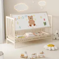 OKWISH Babybed 120x60 cm - Meegroeibed Met Hoogteverstelling - Aanschuifbed En Bureau - Hout - Naturel - Zonder Matras