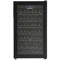 Heinner HRV-A118DRM40 Wijnkoelkast – 118 L – Geschikt voor 40 Flessen – LED-display – 5+1 Verchroomde Metalen Leggers – Omkeerbare Deur – Zwart
