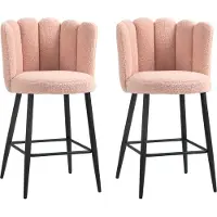 HOMCOM barkruk - Krullend wollen effect stof (100% polyester) - 53x52x93cm - Roze
