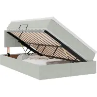 vidaXL Opbergbed met hoofdeinde Lichtgrijs 120 x 200 cm Fluweel