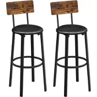 Leobert Set van 2 Barkrukken – Bruin/Zwart - Industrieel design – Met rugleuning en voetensteun – Zithoogte 75,5 cm