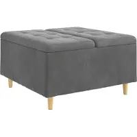 vidaXL Ottoman met opbergruimte, donkergrijs, 80 x 80 x 45 cm, fluweel