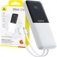 Baseus Lipow 10000mAh 22,5W Powerbank met ingebouwde USB-C iPhone Lightning-kabels - Wit