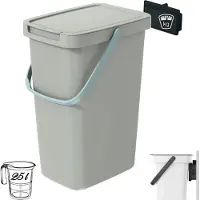 Prosperplast GFT of rest afvalbak - beige - 25L - afsluitbaar - 26 x 29 x 48 cm - klepje/hengsel - afval scheiden