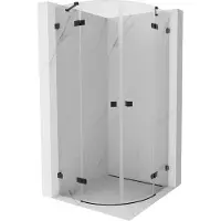 Mexen Lunar halve ronde douchecabine met scharnier 90 x 90 cm, transparant, zwart - 833-090L-090P-70-00