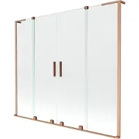 Mexen Velar L Duo badwand 2-delige schuifwand 200 x 150 , transparant, geborsteld koper - 896-200-003-02-65