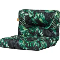 Blomster – Gewatteerd tuinkussen voor tuinstoel en fauteuil – Waterafstotend – Zwart met groene bladeren