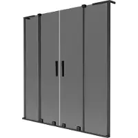 Mexen Velar L Duo badwand 2-delig schuifbaar 140 x 150 , grafiet, zwart - 896-140-003-42-70