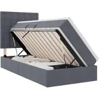 vidaXL LED opbergbed met matras Donkergrijs 100 x 200 cm Fluweel