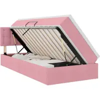 vidaXL LED opbergbed met matras Roze 90 x 190 cm Fluweel