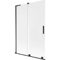 Mexen Velar L badscherm, 2-delige schuif, 120 x 150 cm, matglas, zwart - 896-120-003-31-70