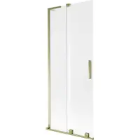 Mexen Velar L badwand 2-delig schuifbaar 85 x 150 cm, matglas, goud - 896-085-003-31-50