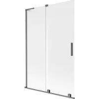 Mexen Velar L badwand 2-delige schuifdeur 120 x 150 cm, mat, geborsteld gun gray - 896-120-003-31-66