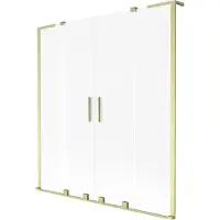 Mexen Velar L Duo badwand 2-delig schuifbaar 160 x 150 cm, ijsbloem, goud geborsteld - 896-160-003-32-55