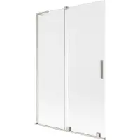 Mexen Velar L badwand 2-delige schuifbare 120 x 150 cm, matglas, geborsteld nikkel - 896-120-003-31-97