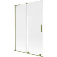 Mexen Velar L badwand tweedelig schuifbaar 120 x 150 cm, matglas, goud - 896-120-003-31-50