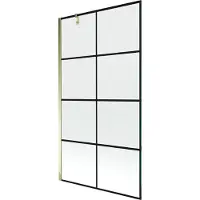 Mexen Next 1-delige douchescherm 100 x 150 , zwart raster, goud - 895-100-000-00-77-50