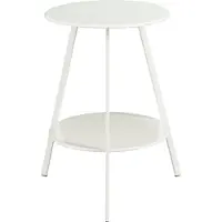 Mica Decorations Seatle Bijzettafel Rond voor Buiten - Koffietafel - Salontafel Buiten - Ook als Plantentafeltje of Plantenstandaard - Metaal - 58 x 46 cm - Wit