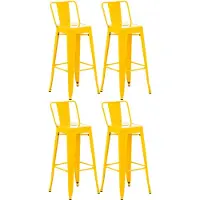 CLP Barkruk set van 4 stuks met rugleuning, in industriële stijl "Mason", met rugleuning | Kleur: geel